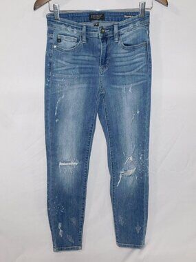 Judy Blue Relaxed Fit Ankle Mid Rise Destressed Blue Jeans Womens 5 / 27 Hayride